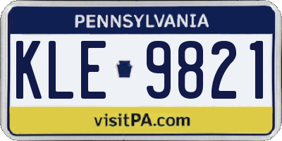 PA license plate KLE9821