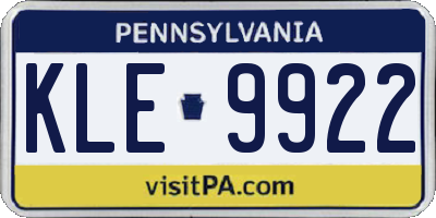 PA license plate KLE9922