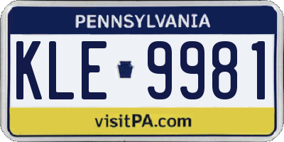 PA license plate KLE9981