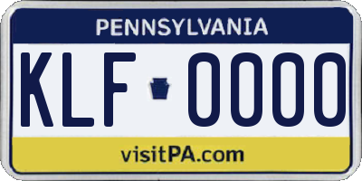 PA license plate KLF0000