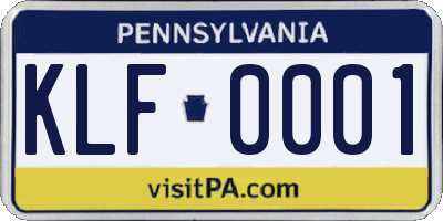 PA license plate KLF0001