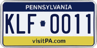 PA license plate KLF0011