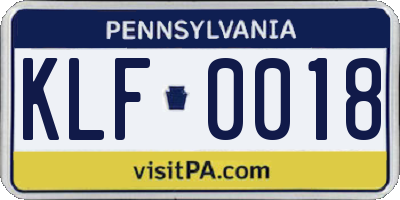 PA license plate KLF0018