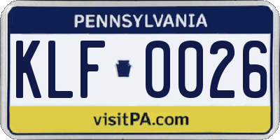 PA license plate KLF0026