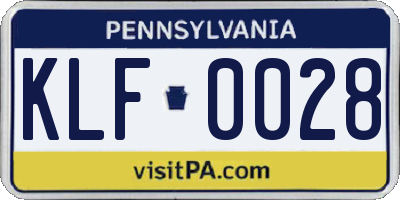 PA license plate KLF0028