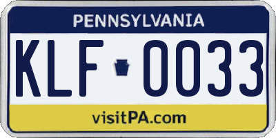PA license plate KLF0033