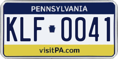 PA license plate KLF0041