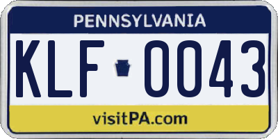 PA license plate KLF0043