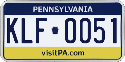 PA license plate KLF0051
