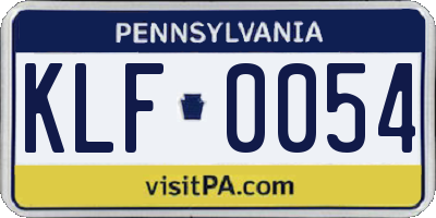 PA license plate KLF0054
