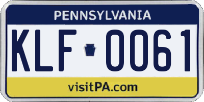 PA license plate KLF0061