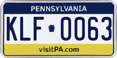 PA license plate KLF0063