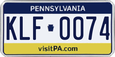PA license plate KLF0074