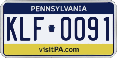 PA license plate KLF0091