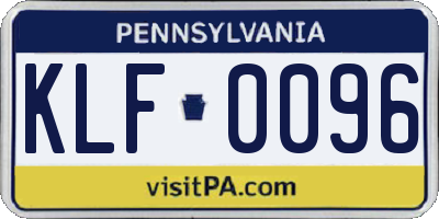 PA license plate KLF0096