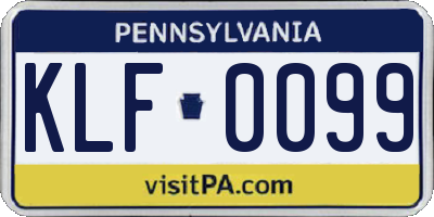 PA license plate KLF0099