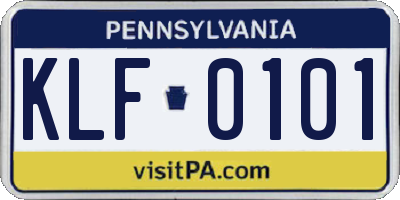 PA license plate KLF0101