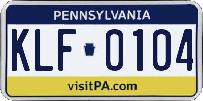 PA license plate KLF0104