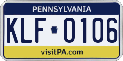 PA license plate KLF0106