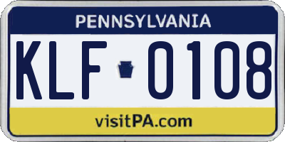 PA license plate KLF0108