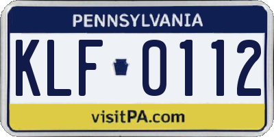 PA license plate KLF0112