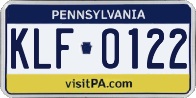 PA license plate KLF0122
