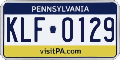 PA license plate KLF0129