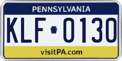 PA license plate KLF0130
