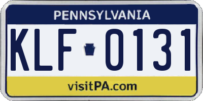 PA license plate KLF0131