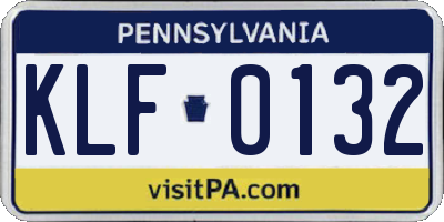 PA license plate KLF0132