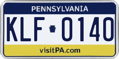 PA license plate KLF0140