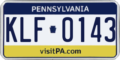 PA license plate KLF0143