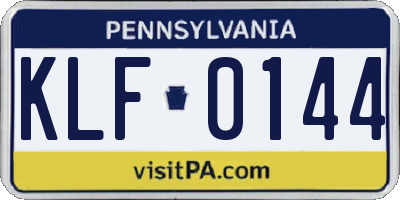 PA license plate KLF0144