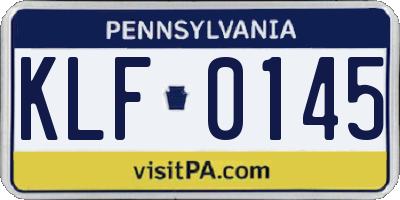 PA license plate KLF0145