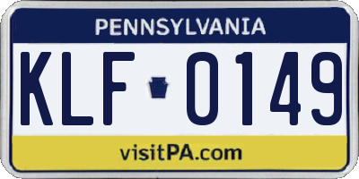 PA license plate KLF0149