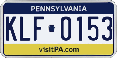 PA license plate KLF0153