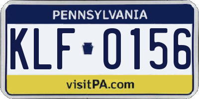 PA license plate KLF0156