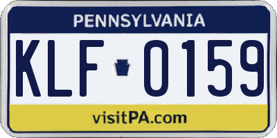 PA license plate KLF0159