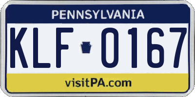PA license plate KLF0167