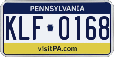 PA license plate KLF0168