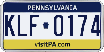 PA license plate KLF0174