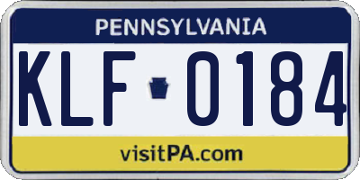 PA license plate KLF0184