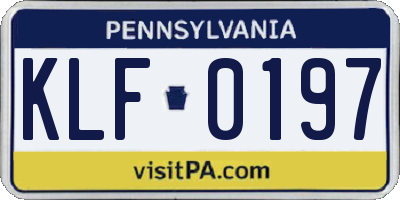 PA license plate KLF0197