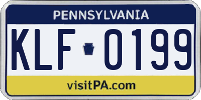 PA license plate KLF0199