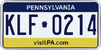 PA license plate KLF0214
