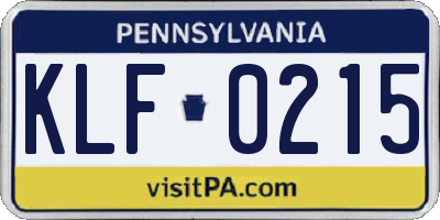 PA license plate KLF0215