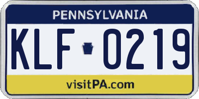 PA license plate KLF0219