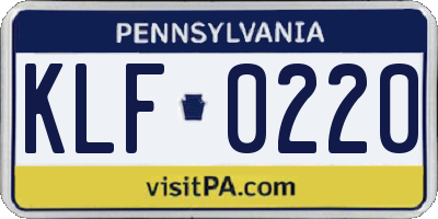 PA license plate KLF0220