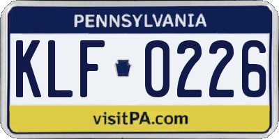PA license plate KLF0226