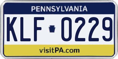 PA license plate KLF0229